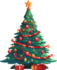 Collection of Christmas trees, modern flat design. Can be used for printed materials - leaflets, posters, business cards or for web.