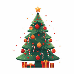 Collection of Christmas trees, modern flat design. Can be used for printed materials - leaflets, posters, business cards or for web.