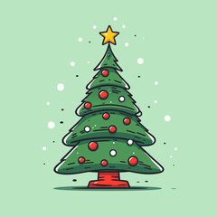 Collection of Christmas trees, modern flat design. Can be used for printed materials - leaflets, posters, business cards or for web.