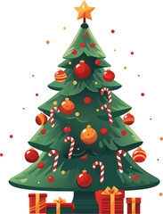 Collection of Christmas trees, modern flat design. Can be used for printed materials - leaflets, posters, business cards or for web.