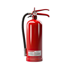 Red Fire Extinguisher with White Label Isolated on White