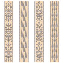 A striped seamless pattern border with a floral design on it