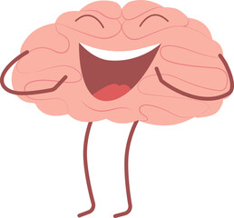 Vector character in flat style. Cheerful brain.
Organ of the central nervous system vector illustration.