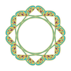 A circular frame with an intricate design in the center