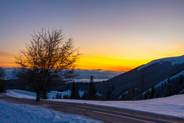 sunset in the mountains