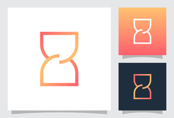 vector hourglass logo with minimalist line style