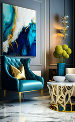 Beautiful interior room with modern sofa and wall art frame beautiful home interior design Generative Ai