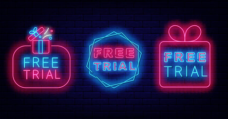 Free trial signs collection. Geometric honeycomb frames. Surprise for followers, subscribe now. Vector illustration