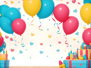 Birthday party poster with helium balloon and copy space.