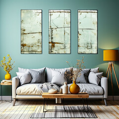 Artful apartment decor Paintings showcased in a mockup setting
