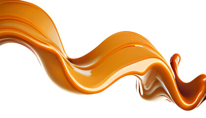 Delicious melted caramel texture. Flow, wave and drops splash caramels sauce. Sweet food design background. - obrazy, fototapety, plakaty