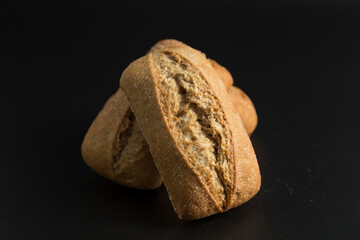 three muffins on black background