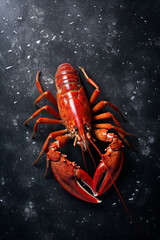 Beautiful red lobster on beautiful background, top view. Seafood concept.generative ai
