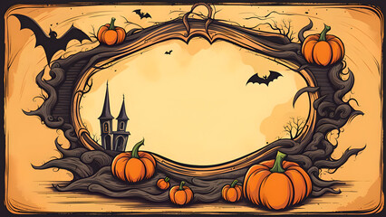 Hallowen banner design with frame for text.