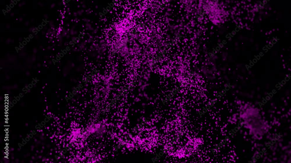 Poster particles move upward in flow. design. vortex flow of small particles on black background. magical v
