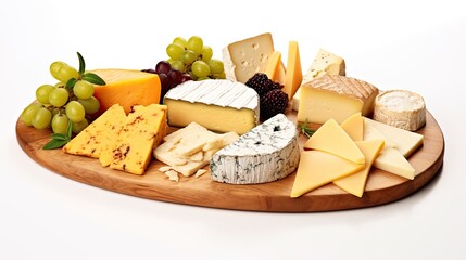 Image of different types of cheese on a white background.