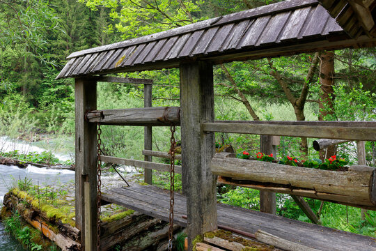 Traditional wooden architecture in Luce resort, Slovenia, Europe