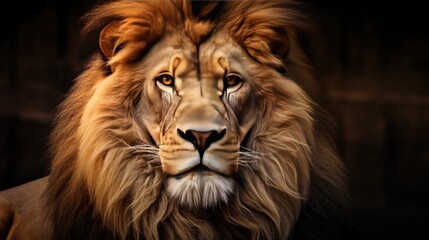 Naklejka premium Detailed image of a lion's majestic fur.
