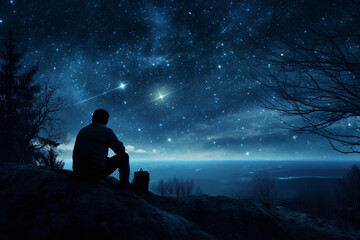 man observing night sky