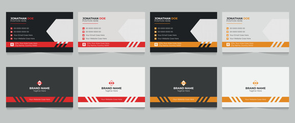 Double sided modern business card design, minimal business card template and 4 color variation