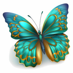 Butterfly portrait colorful gold green