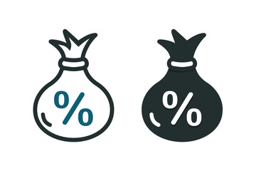 Moneybag percentage icon. illustration vector