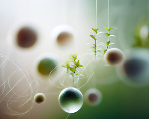 Abstract Minimal Sustainability Background · Plant Life Ecospheres Suspended in Space · Clean & Minimal Background
