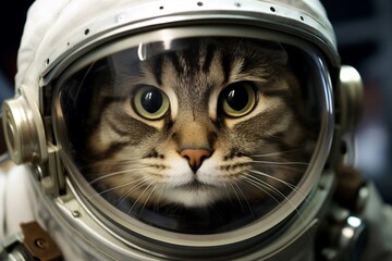 A cat in an astronaut helmet