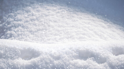 Obraz premium Fresh white snow texture top view. Perfection shining pure snowy background.