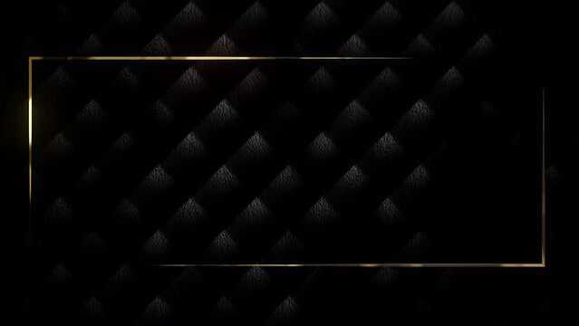 Luxury gold title border background. Black abstract text banner. Blank vip leather backdrop with golden frame. Copy space for casino royal or grand hotel logo