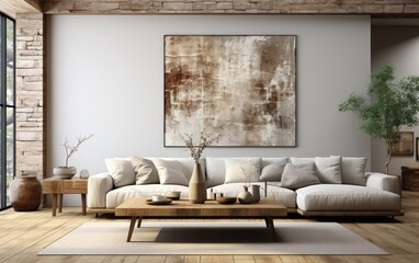 Minimalistic interior with delicate lines and subtle textures that evoke a sense of serenity and contemplation. Generative AI