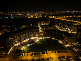 Urban scheme of Zagreb city quarter, Borovje with new building blocks, photographed with drone at...
