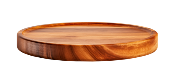 Wooden tray isolated on transparent background, png. Wooden board 