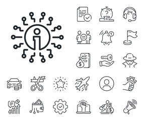 Information center sign. Salaryman, gender equality and alert bell outline icons. Info line icon. Support system symbol. Info line sign. Spy or profile placeholder icon. Online support, strike. Vector