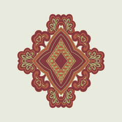 A vibrant red and yellow pattern on a crisp white background