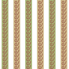 A vibrant and intricate striped pattern with swirling designs in shades of green and brown