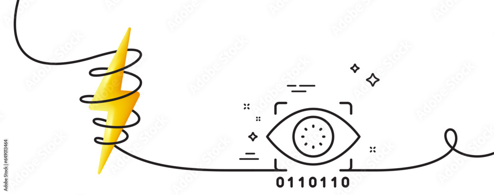 Poster artificial intelligence line icon. continuous one line with curl. retinal access sign. privacy secur