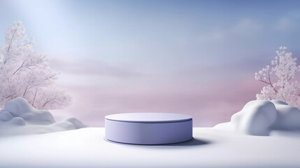 product podium in a winter landscape 