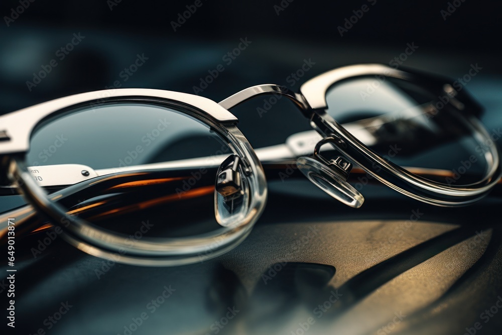 Aufkleber A pair of glasses sitting on top of a table. Suitable for various concepts and themes.