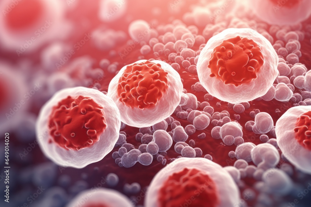 Aufkleber an image depicting a group of red and white cells. can be used to illustrate concepts related to blo