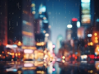 Blurred abstract bokeh background with city lights in the night