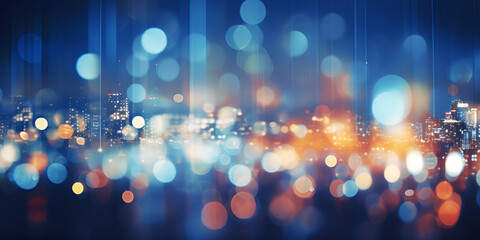 Blurred abstract bokeh background with city lights in the night