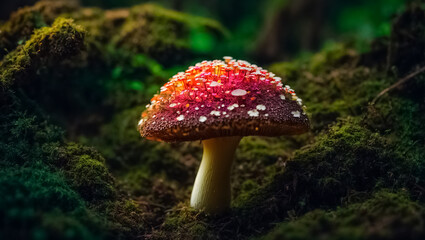 Beautiful fly agaric mushrooms close-up