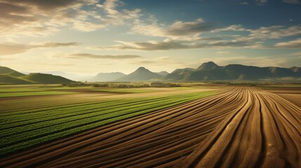 Fototapeta na wymiar Golden Harvest: Expansive Views of Crop Fields. Generative ai