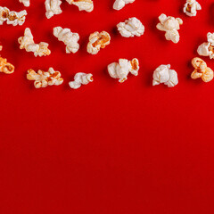 box with popcorn on a red background