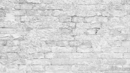 Abstract white brick wall texture for pattern background. wide panorama picture. with copy space design for web banner. White background.