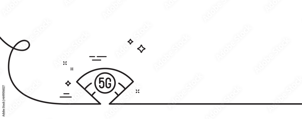 Poster 5g wi-fi technology line icon. continuous one line with curl. wifi wireless network sign. mobile int