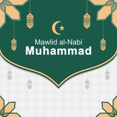 Flat design background of Mawlid al Nabi Muhammad