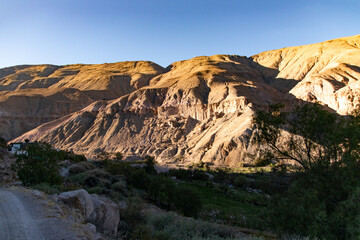 rocky and arid formation in the Camarones valley, town of Illapata