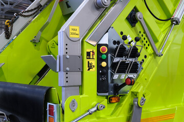Fototapeta premium Garbage Truck, automobile garbage truck , cleaning ecology concept background